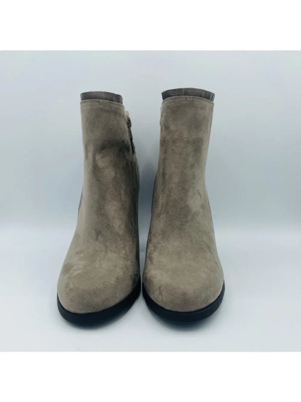 Shoedazzle Shoes Womens Size 8.5 Taupe Octavia Zip High Heeled Ankle Booties